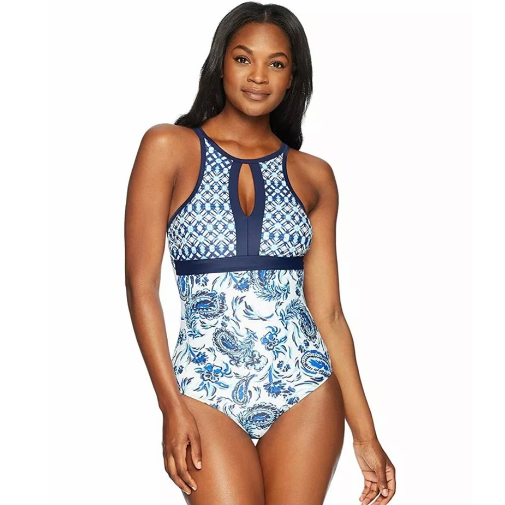 Boutique costal blue blue floral monokini June sale
